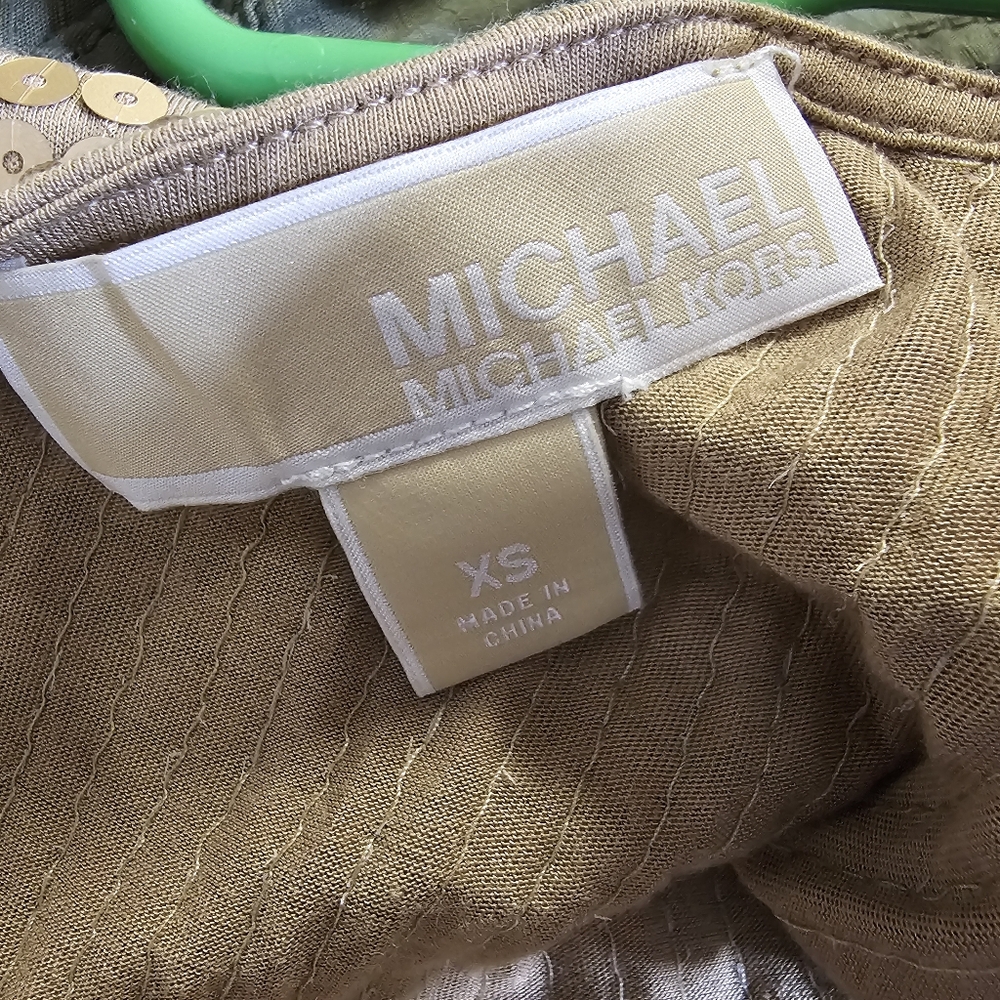 MICHAEL Michael Kors Gold Sequin Mini Tie Wrap Dress. Size XS. - Picture 8 of 9